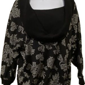 Young Stuff III Vintage Black Silver Detail Top Dolman Batwing Sweater 1X